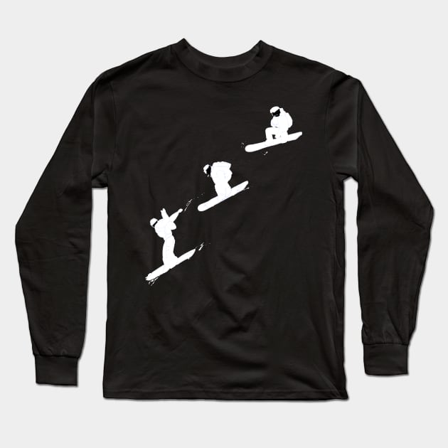 Freestyle snowboarder in snow terrain park big air snowboard tricks Long Sleeve T-Shirt by Artstastic